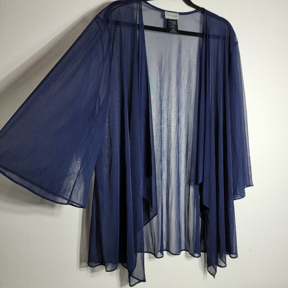 Catherines Blue Open Front Top Plus Size 32w Shee… - image 2